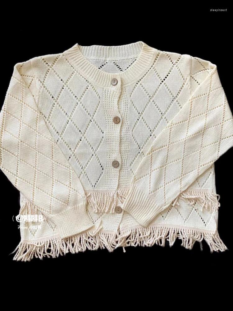 Women's Knits Xgoth French Hollow Knitted Cardigan Women Designer All-match Fringed Short Coat Female Elegant Button-up O-neck, Apricot
Women's Knits Xgoth French Hollow Knitted Cardigan Women Designer All-match Fringed Short Coat Female Elegant Button-up O-neck, Apricot