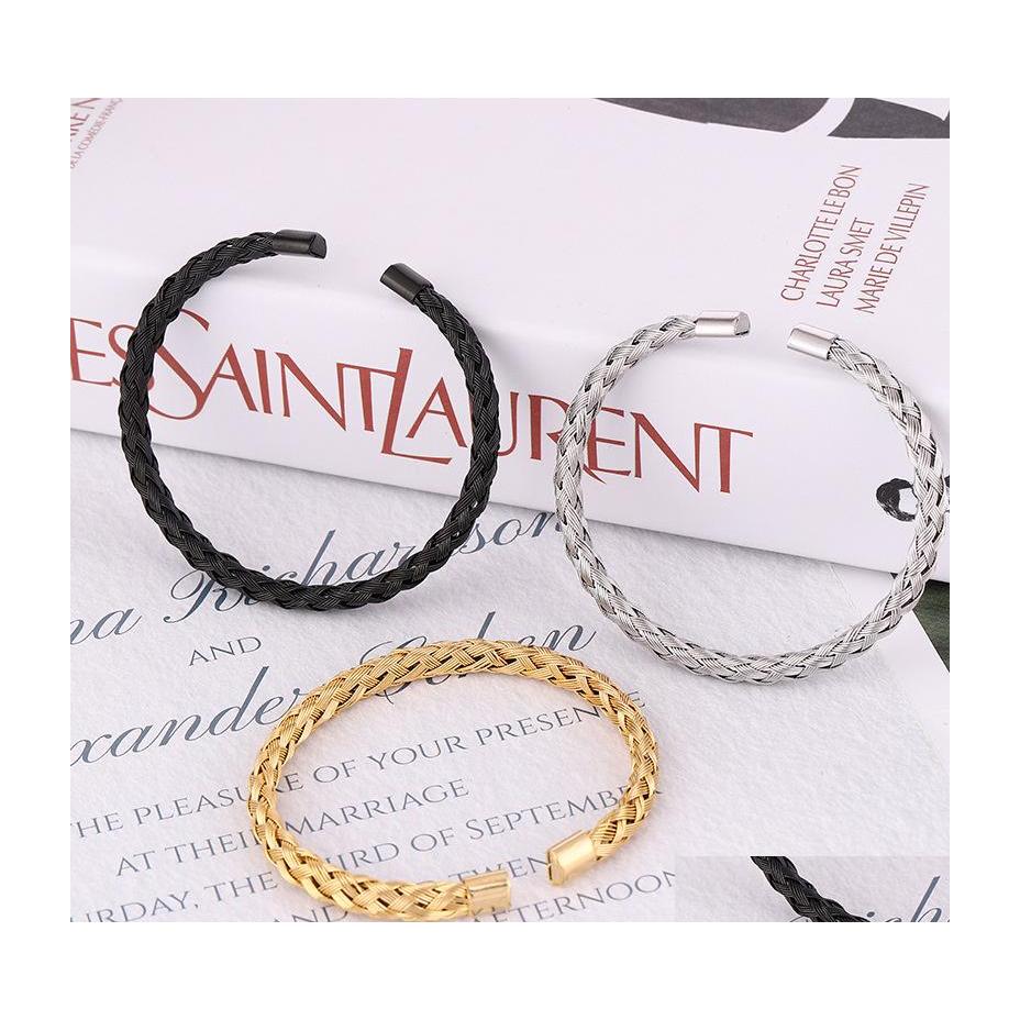 Bangle Fashion Jewelry Titanium Steel Twist Braid Bracelet Stainless Wire Opening Bracelets Drop Delivery Dhg14
Bangle Fashion Jewelry Titanium Steel Twist Braid Bracelet Stainless Wire Opening Bracelets Drop Delivery Dhg14