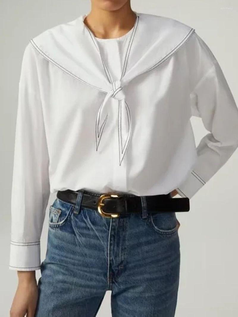 Women's Blouses Summer Women's White Navy Collar Long-sleeved Single-breasted Blouse Cute Sweet Girly Style
Women's Blouses Summer Women's White Navy Collar Long-sleeved Single-breasted Blouse Cute Sweet Girly Style