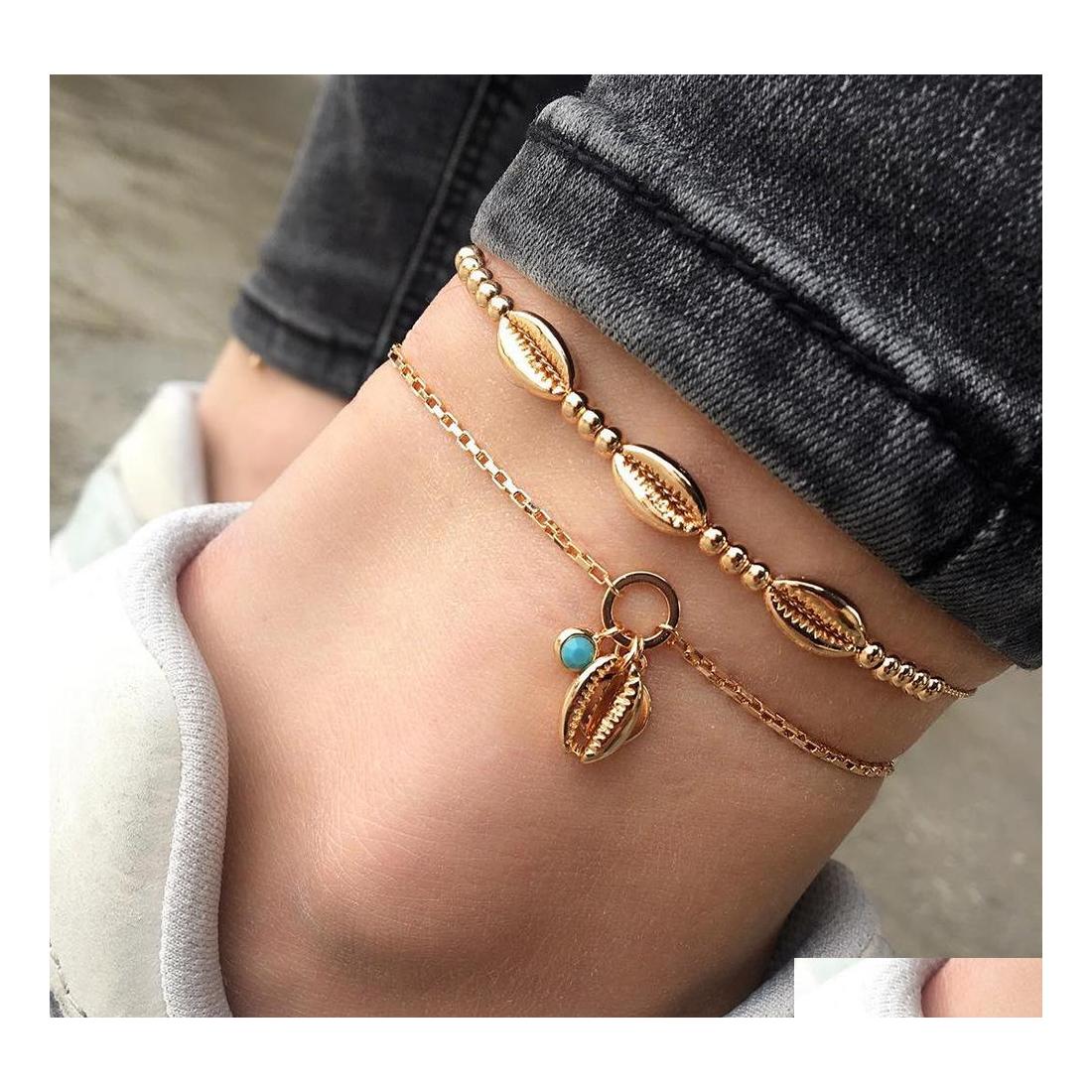 Anklets Bohemian Fashion Jewelry Shell Beaded Anklet Chain Metal Gold Charms Ankle Bracelet Double Layer Beach Drop Delivery Dhfma
Anklets Bohemian Fashion Jewelry Shell Beaded Anklet Chain Metal Gold Charms Ankle Bracelet Double Layer Beach Drop Delivery Dhfma