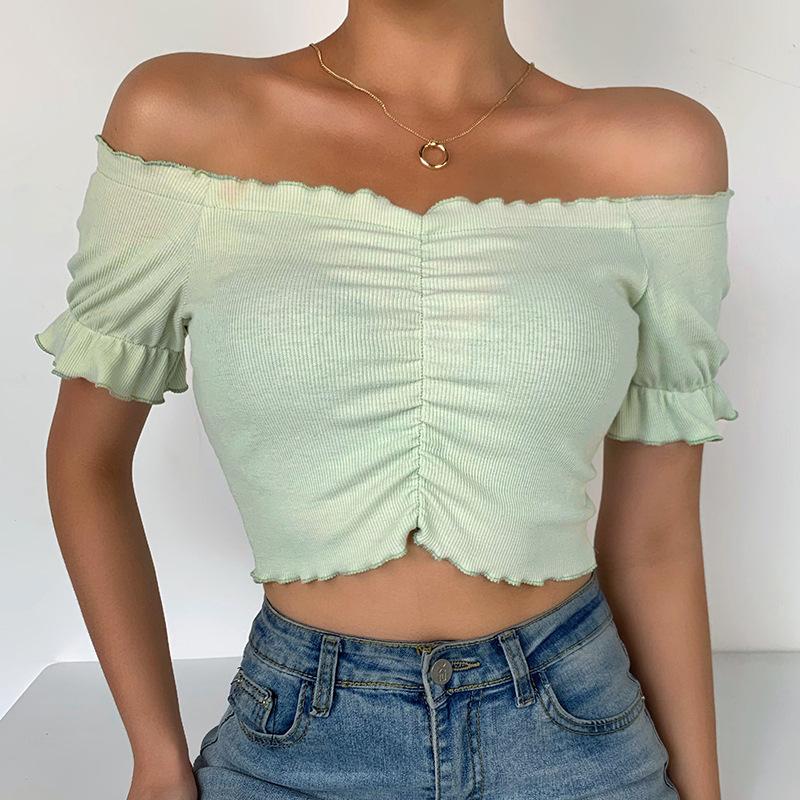 Women' T Shirts 2023 Spring T-Shirts Women Fashion Casual Sexy Bodycon Short Navel Exposed Slash Neck Sleeve Tops, Green
Women' T Shirts 2023 Spring T-Shirts Women Fashion Casual Sexy Bodycon Short Navel Exposed Slash Neck Sleeve Tops, Green