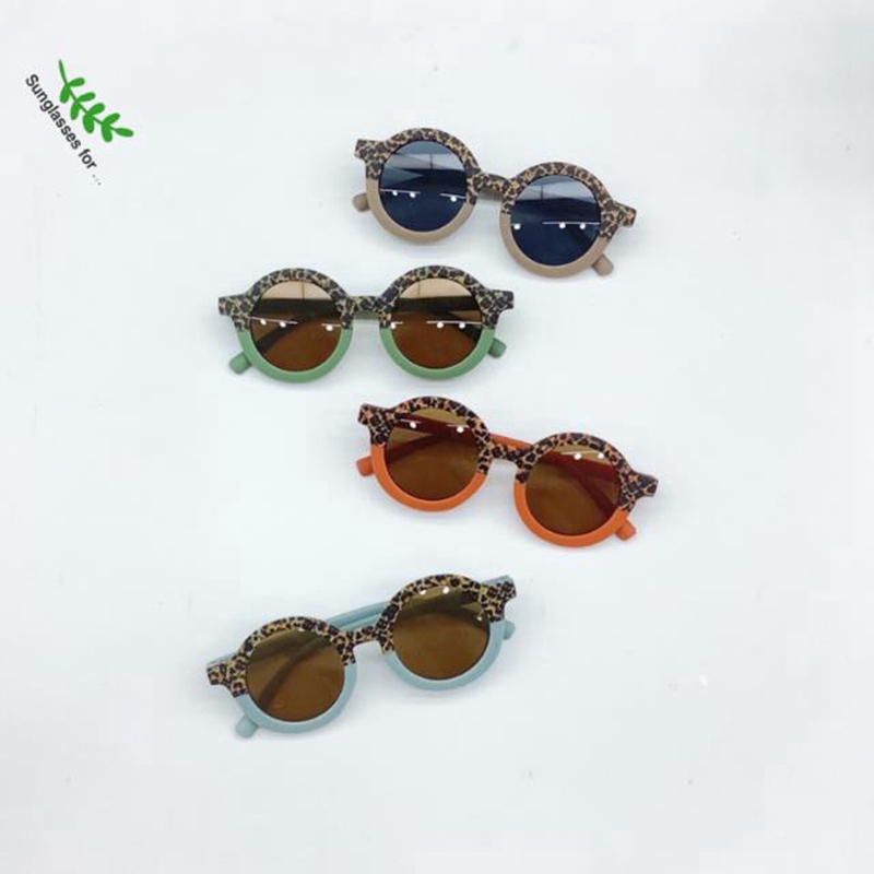 Round Sunglasses Leopard Girls Sun Glasses UV400 Protection Children Eyeglasses Boys Beach Eyewear Summer Kids Accessories 5 Colors Wholesale DW6831 Z