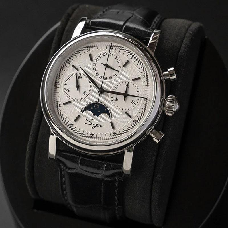 Wristwatches Sugess Chronograph Watches 40mm Sapphire Moon Phase Calendar Date Indicator Men Seagull ST1908 Movement Watch Luxury Casual
Wristwatches Sugess Chronograph Watches 40mm Sapphire Moon Phase Calendar Date Indicator Men Seagull ST1908 Movement Watch Luxury Casual