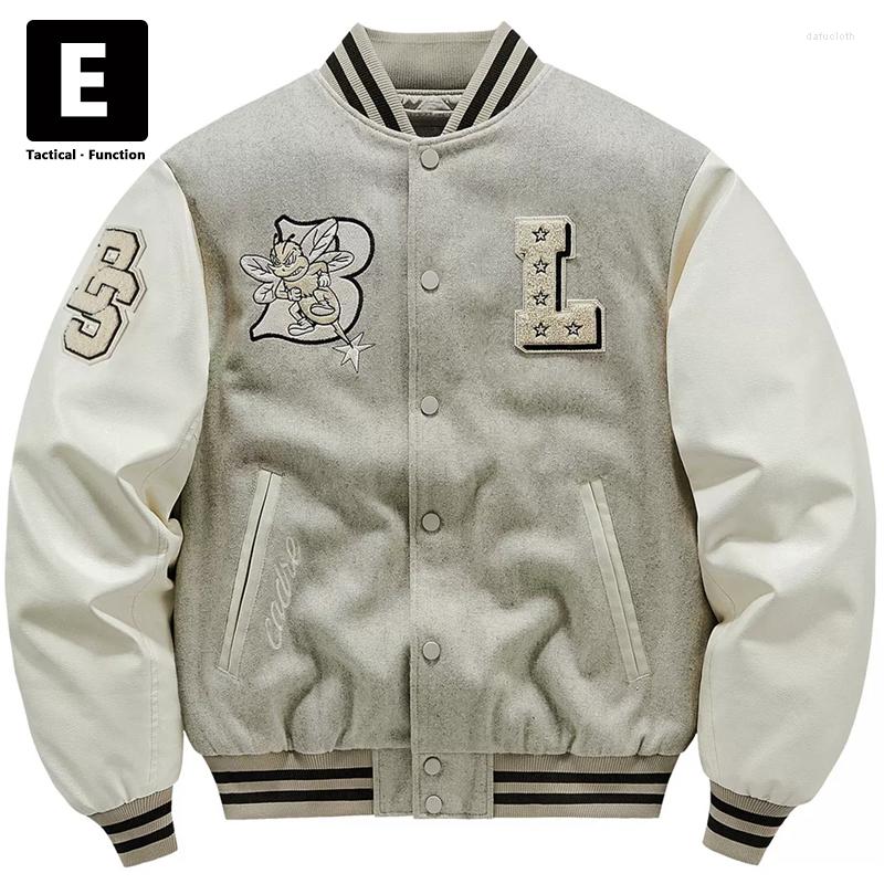 Men's Jackets Mens Baseball Jacket Bee Embroidered Wool Men Streetwear Sleeve Patchwork Autumn Winter Thick Coat Male, Beige
Men's Jackets Mens Baseball Jacket Bee Embroidered Wool Men Streetwear Sleeve Patchwork Autumn Winter Thick Coat Male, Beige