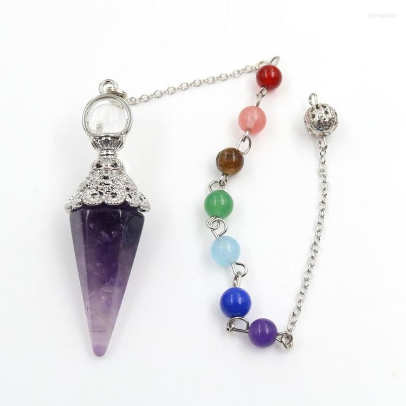 Pendant Necklaces Silver Plated Hexagon Pyramid Amethysts Stone With Beads Chain Healing Chakra Rock Crystal Jewelry
Pendant Necklaces Silver Plated Hexagon Pyramid Amethysts Stone With Beads Chain Healing Chakra Rock Crystal Jewelry