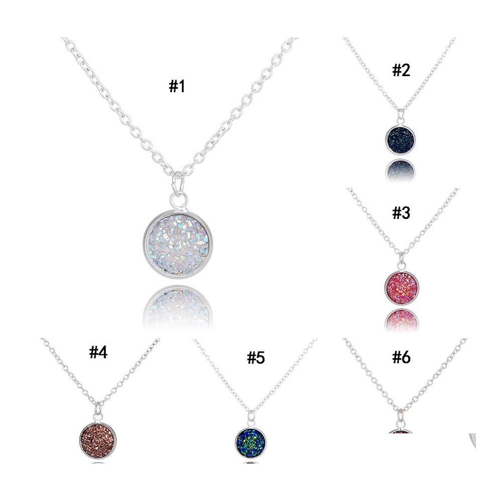 Pendant Necklaces Fashion Round Druzy 6 Colors Bling Natural Stone Drusy Charm Link Chain Necklace For Women Luxury Jewelry Gift Dro Otcfm
Pendant Necklaces Fashion Round Druzy 6 Colors Bling Natural Stone Drusy Charm Link Chain Necklace For Women Luxury Jewelry Gift Dro Otcfm