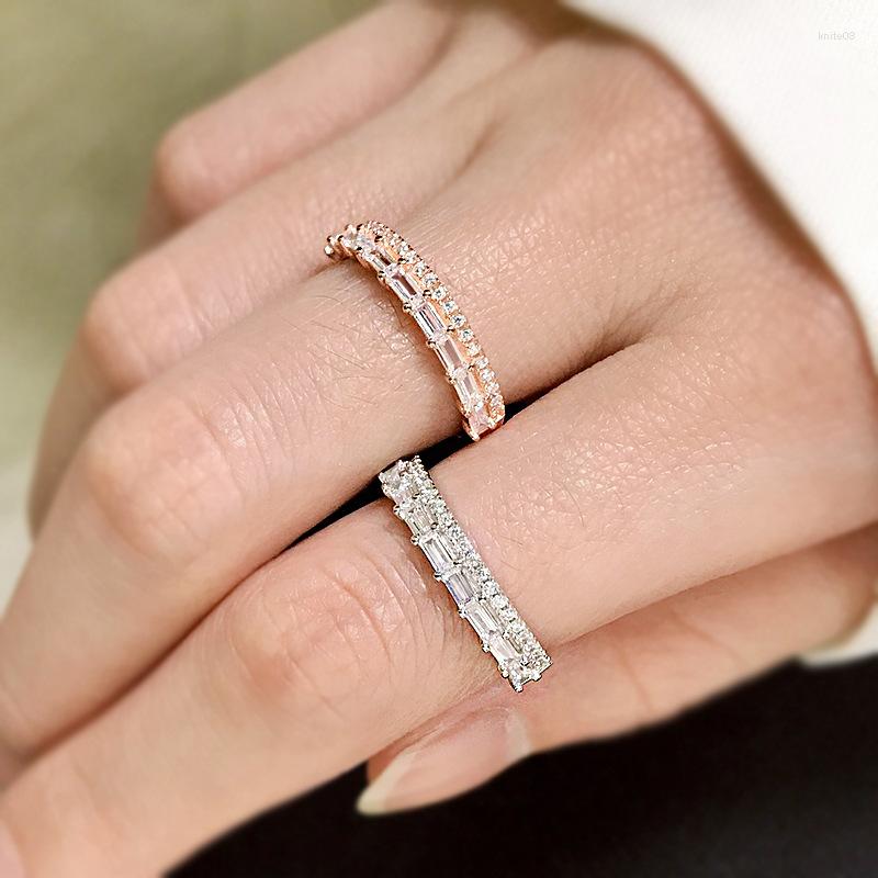 Cluster Rings S925 Silver Double Half Eternity Ring Fashion Wedding Engagement Jewelry Stacking Women
Cluster Rings S925 Silver Double Half Eternity Ring Fashion Wedding Engagement Jewelry Stacking Women