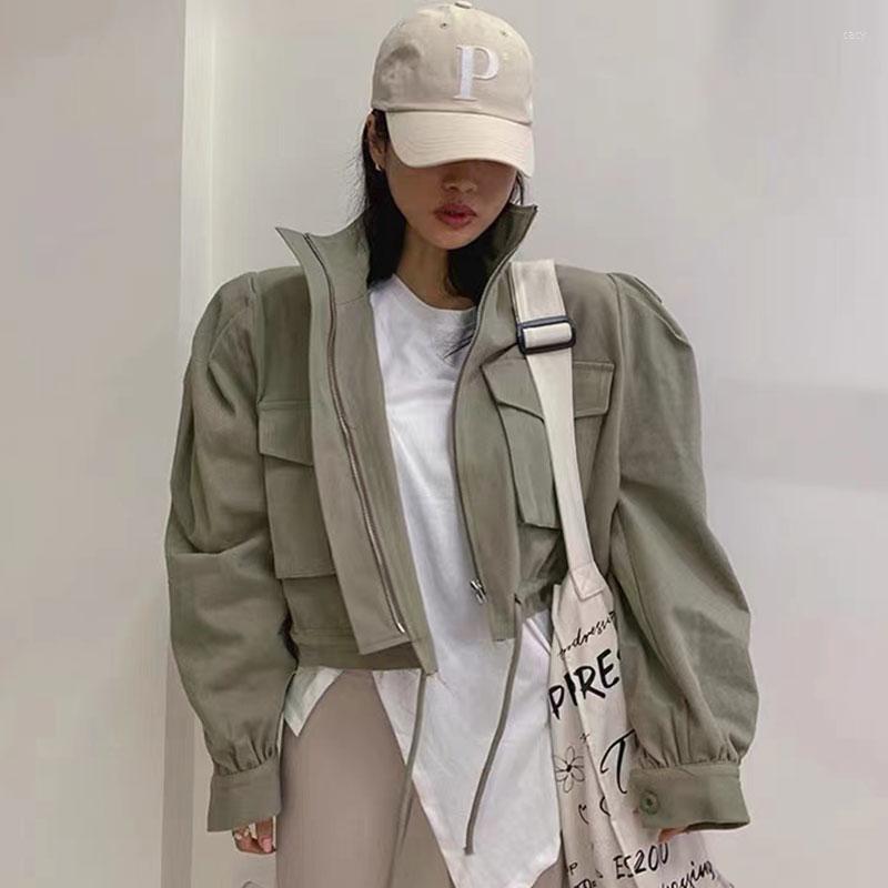 Women's Jackets Clothland Women Elegant Army Green Short Jacket Zipper Long Sleeve Pockets Autumn Casual Outwear Bomber Coats CA307, White
Women's Jackets Clothland Women Elegant Army Green Short Jacket Zipper Long Sleeve Pockets Autumn Casual Outwear Bomber Coats CA307, White