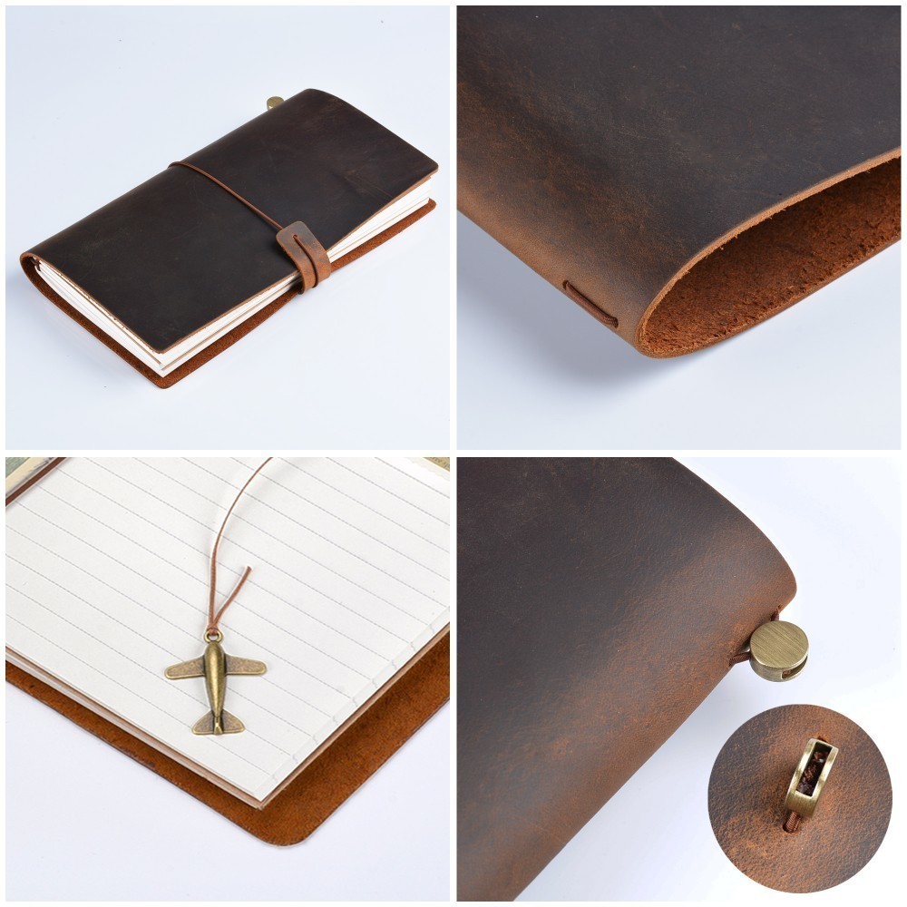 Notepads Moterm 100% Genuine Leather Notebook Handmade Vintage Cowhide Diary Journal Sketchbook Planner TN Travel Notebook Cover 230203