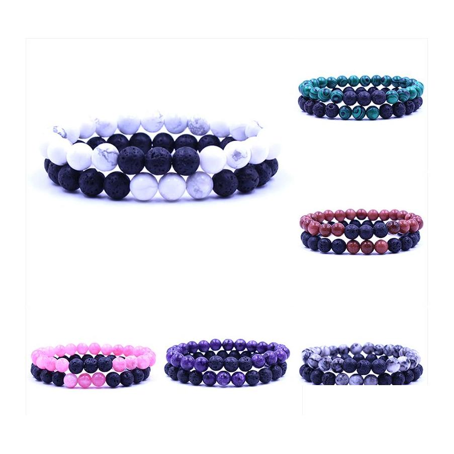 Beaded Strands 13 Styles Healing Natural Stone Couple Bracelet Sets Lava Rock Turquoise Tiger Eye Beads Chains Wrap Bangle Fashion Otj6G
Beaded Strands 13 Styles Healing Natural Stone Couple Bracelet Sets Lava Rock Turquoise Tiger Eye Beads Chains Wrap Bangle Fashion Otj6G
