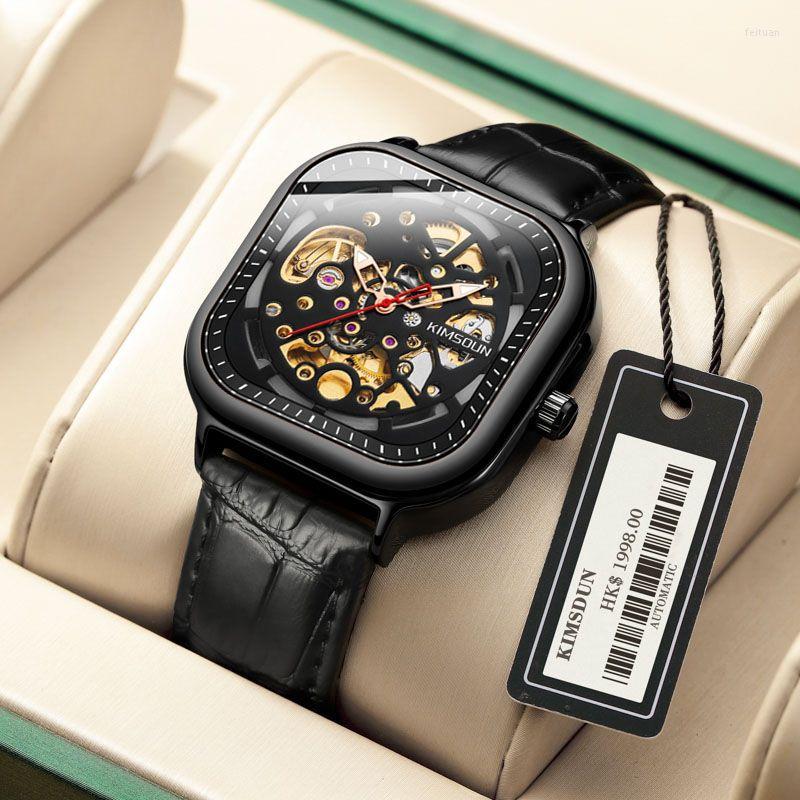 Wristwatches KIMSDUN Brand Fashion Square Men Watches Fully Automatic Mechanical Watch Hollow Waterproof Leather Band Man
Wristwatches KIMSDUN Brand Fashion Square Men Watches Fully Automatic Mechanical Watch Hollow Waterproof Leather Band Man