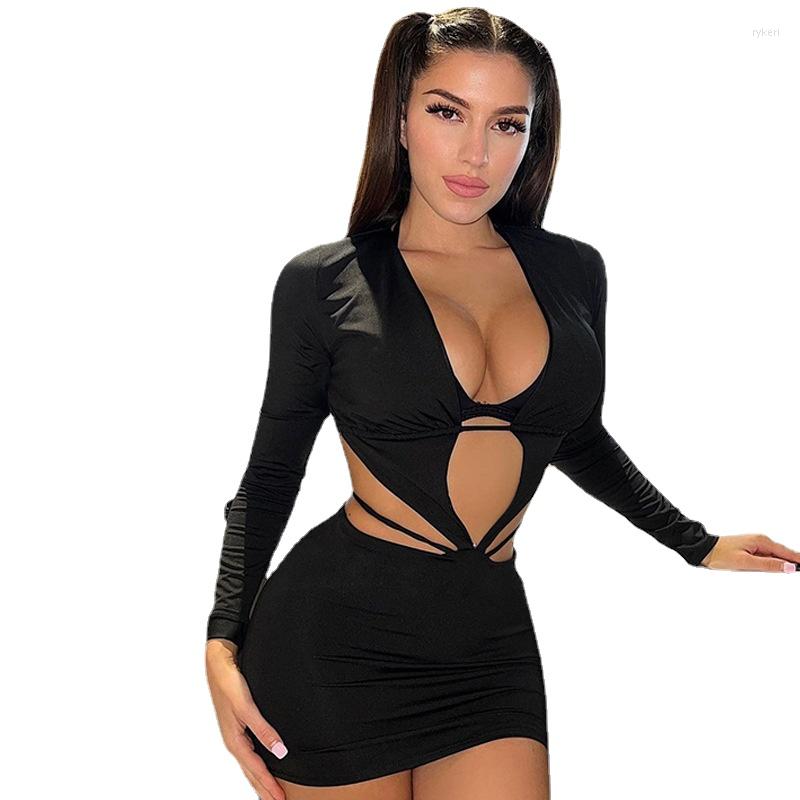 Casual Dresses Sexy Hollow Out Deep V Neck Dress Long Sleeve Back Lace Up Party Vetement Femme Gm, Black
Casual Dresses Sexy Hollow Out Deep V Neck Dress Long Sleeve Back Lace Up Party Vetement Femme Gm, Black