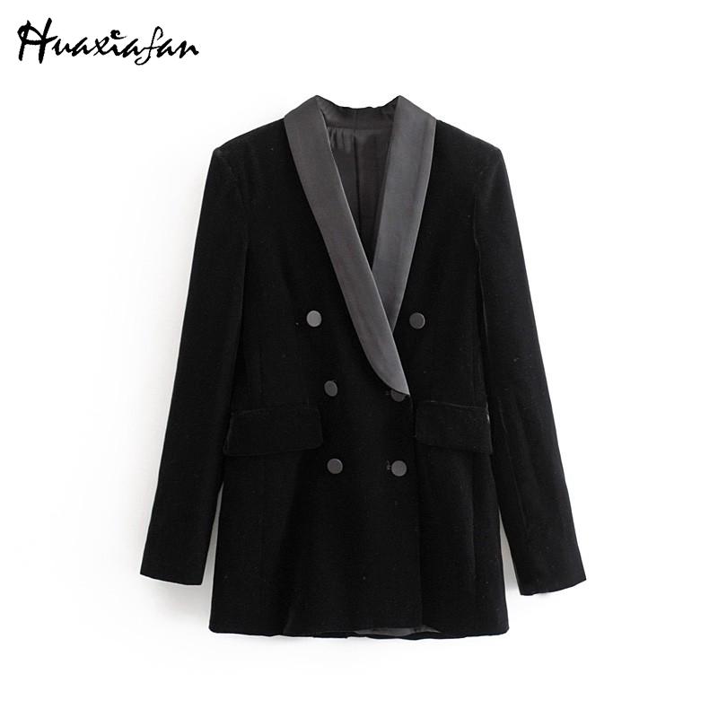 Women's Suits & Blazers Huaxiafan Women Blazer Black Long Sleeves Double Breasted Button Female Jackets Casual Autumn Winter Outerwear Coat
Women's Suits & Blazers Huaxiafan Women Blazer Black Long Sleeves Double Breasted Button Female Jackets Casual Autumn Winter Outerwear Coat
