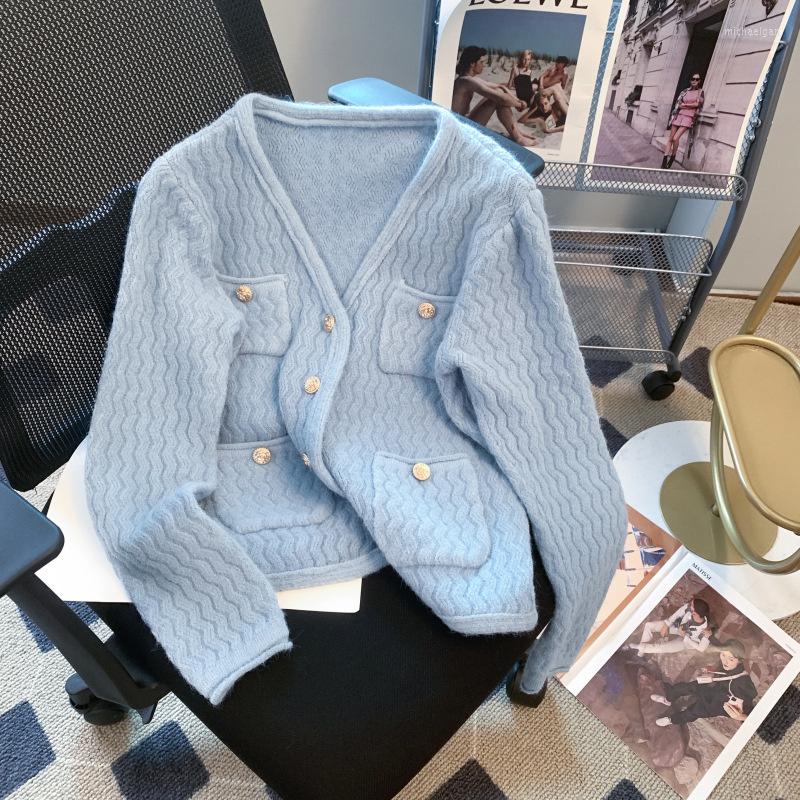 Women's Knits 2023 Women's Autumn Red Sky Blue Beige Pink V-Neck Short Thickened Knitted Cardigan Sweater Coat
Women's Knits 2023 Women's Autumn Red Sky Blue Beige Pink V-Neck Short Thickened Knitted Cardigan Sweater Coat