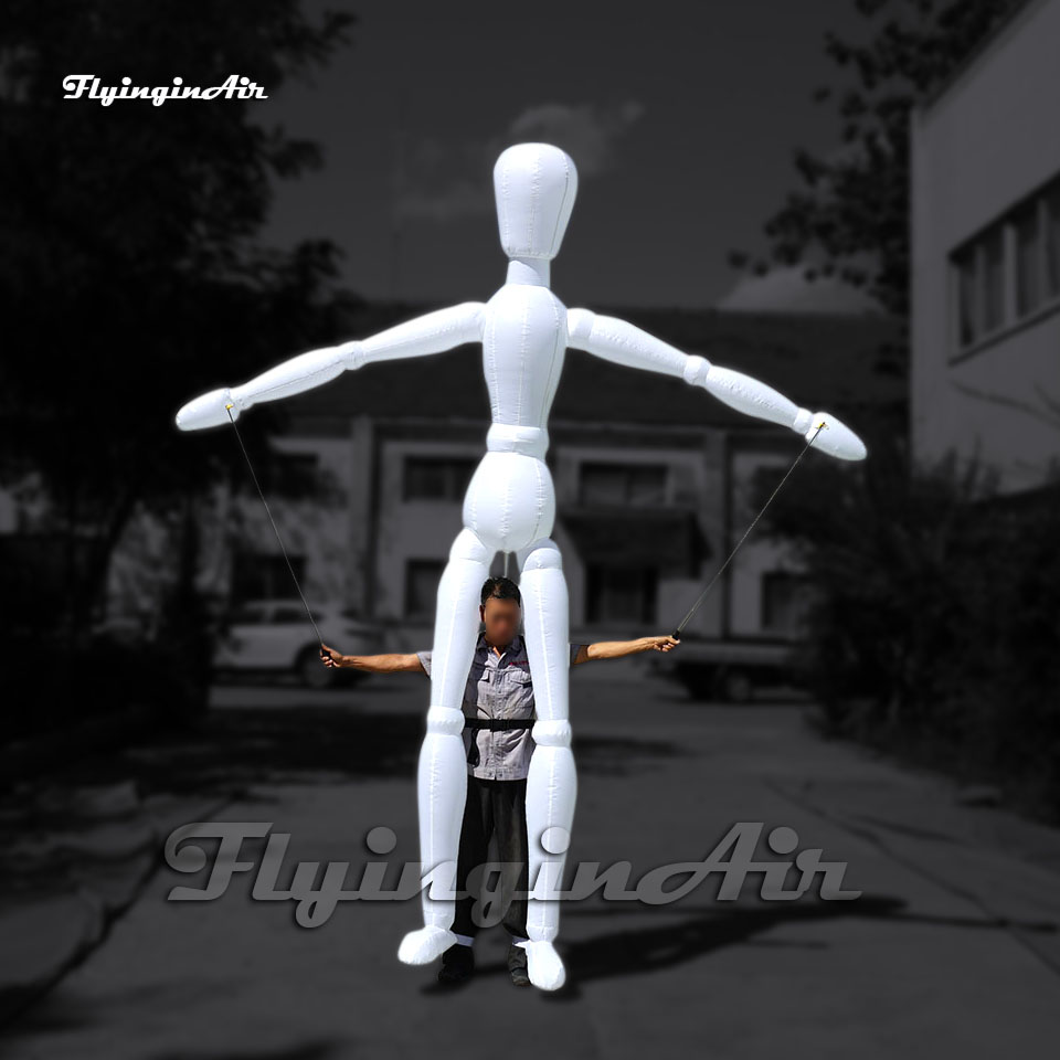 3.5m Artistic Giant Walking Inflatable Mannequin Puppet Parade Costume Human Model Controlled Blow Up Dummy Suit For Stage Show