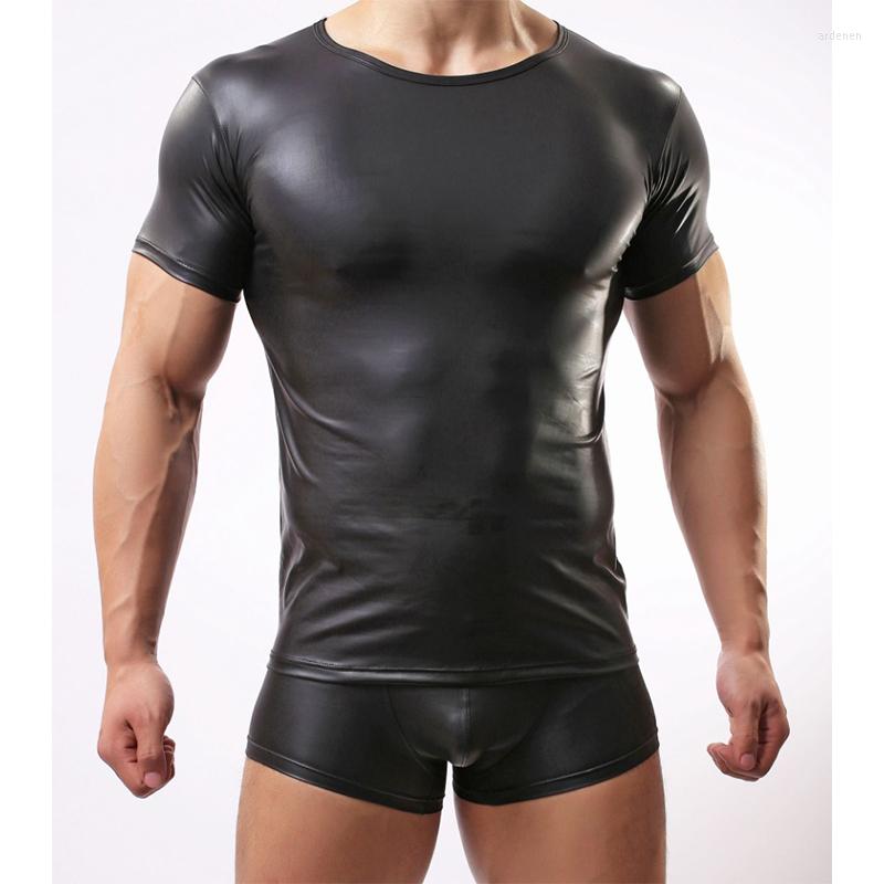 Men's T Shirts Plus Size Strong Mens Sexy Faux Leather Black T-shirt Short-sleeves Tops For Male Gay Wear Undershirts
Men's T Shirts Plus Size Strong Mens Sexy Faux Leather Black T-shirt Short-sleeves Tops For Male Gay Wear Undershirts