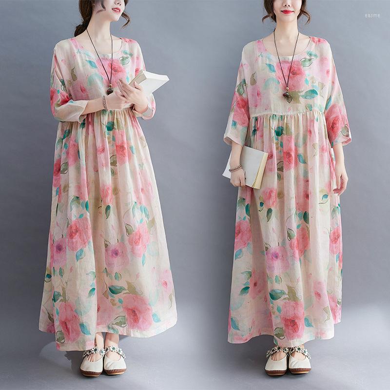 Casual Dresses 2023 Arrival Ramie Linen Loose Summer Dress Print Floral Holiday Travel Women Office Lady OL Work Long DD153, Photo color
Casual Dresses 2023 Arrival Ramie Linen Loose Summer Dress Print Floral Holiday Travel Women Office Lady OL Work Long DD153, Photo color