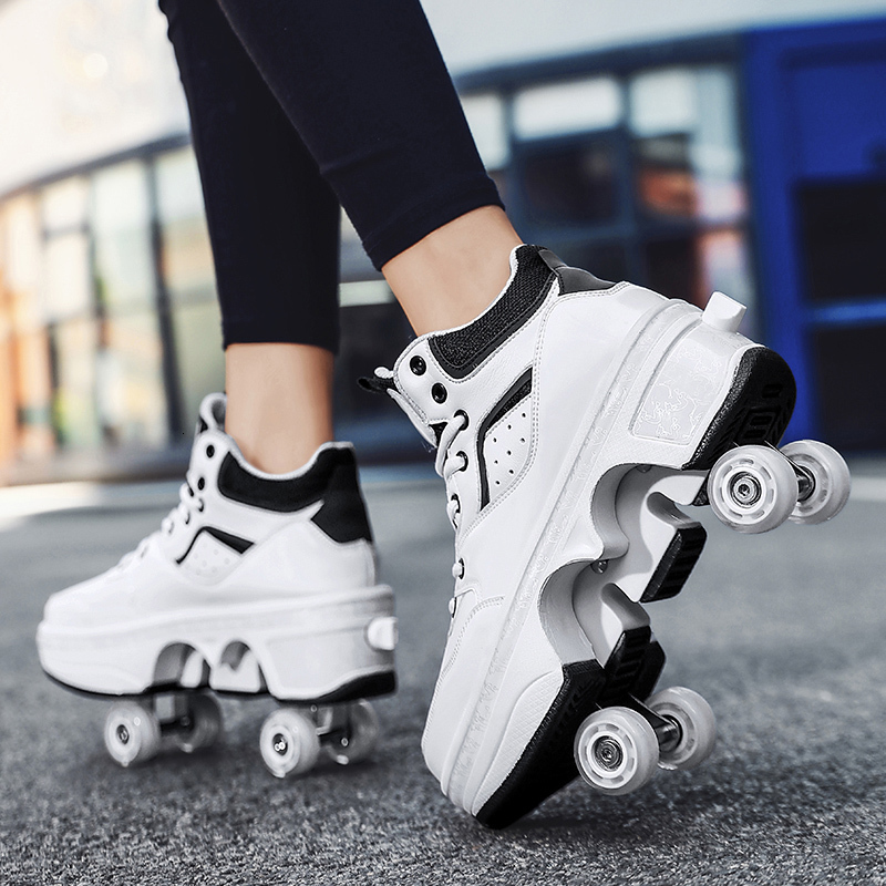 Sneakers Deformation Parkour Shoes Four Wheels Rounds Of Running Shoes Casual Sneakers Unisex Deform Roller Shoes Skating Shoes 230203, Black
Sneakers Deformation Parkour Shoes Four Wheels Rounds Of Running Shoes Casual Sneakers Unisex Deform Roller Shoes Skating Shoes 230203, Black