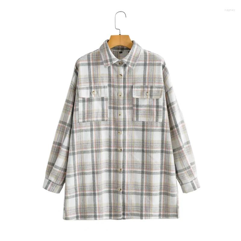 Women' Blouses Western Fashion Women Plaid Checked Blouse Autumn Winter Turn Down Collar Pockets Shirt Elegant Ladies OL Blusas Cardigan, Apricot
Women' Blouses Western Fashion Women Plaid Checked Blouse Autumn Winter Turn Down Collar Pockets Shirt Elegant Ladies OL Blusas Cardigan, Apricot