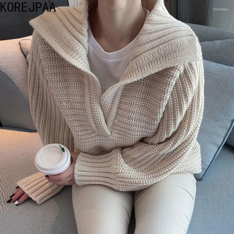 Women's Sweaters Korejpaa Simple Casual Turn-down Collar Pullover Knitwear Long Sleeve Knitted Sweater Female Solid Elegant Women, Pink
Women's Sweaters Korejpaa Simple Casual Turn-down Collar Pullover Knitwear Long Sleeve Knitted Sweater Female Solid Elegant Women, Pink