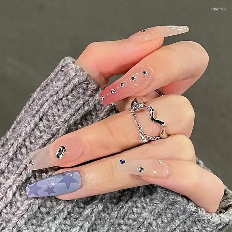 False Nails 24pc Wearable Y2k Fake With Glue Long Ballet Deigns Blue Star Gradient Acrylic Press On Nail Diamond, 108
False Nails 24pc Wearable Y2k Fake With Glue Long Ballet Deigns Blue Star Gradient Acrylic Press On Nail Diamond, 108