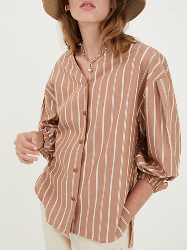 Women' Blouses Cotton Women Single Breasted Shirt Top Straight Long Puff Sleeve V-neck 2023 Spring Summer, Stripes
Women' Blouses Cotton Women Single Breasted Shirt Top Straight Long Puff Sleeve V-neck 2023 Spring Summer, Stripes