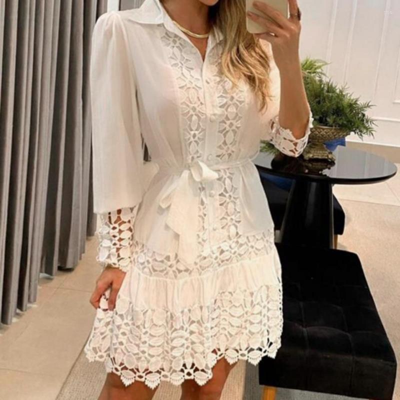 Casual Dresses Stylish Mini Dress Lapel Pullover Soft Floral Print Hollow Out Women, White
Casual Dresses Stylish Mini Dress Lapel Pullover Soft Floral Print Hollow Out Women, White