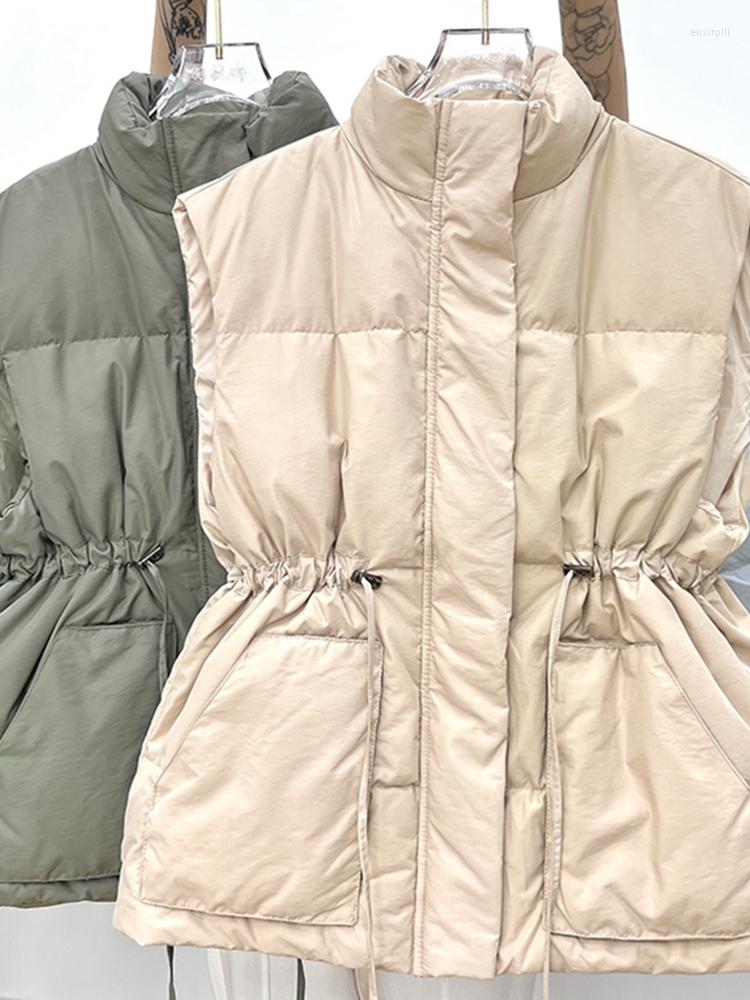 Women' Vests Ailegogo Autumn Women Warm Stand Collar Zipper White Duck Down Vest Casual Female Pocket Loose Sleeveless Waistcoat, Beige 
Women' Vests Ailegogo Autumn Women Warm Stand Collar Zipper White Duck Down Vest Casual Female Pocket Loose Sleeveless Waistcoat, Beige
