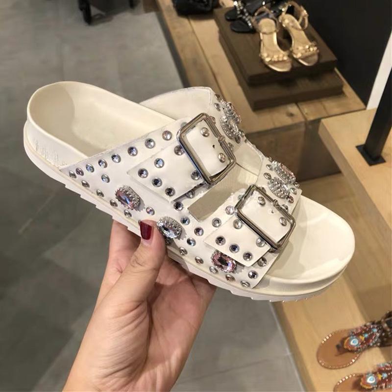 Slippers INS Women Rhinestoned Design Summer Shoes Woman Flats Slip On Buckle Decor Ladies Slides Platform Chaussures Femme, As show
Slippers INS Women Rhinestoned Design Summer Shoes Woman Flats Slip On Buckle Decor Ladies Slides Platform Chaussures Femme, As show