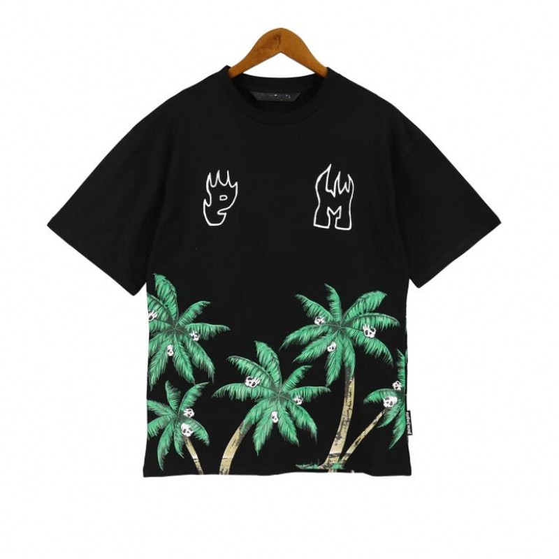 Mens T shirts Palmtree printing Tee Cotton Round Collar loose Hip Hop Short Sleeve T-Shirt Fashion Men Casual Alphabet print T-Shirts