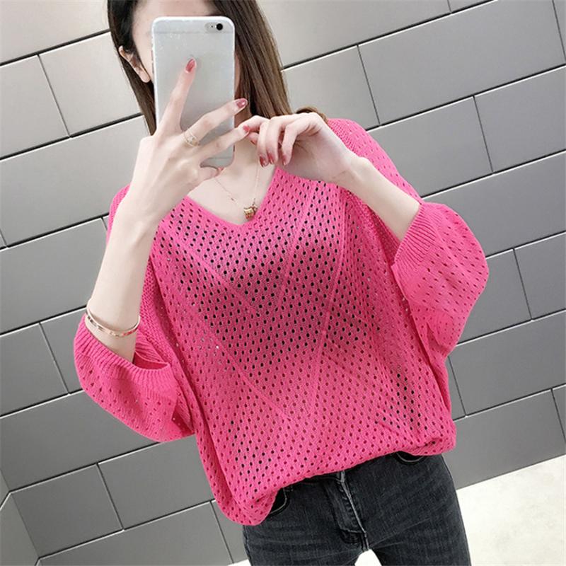 Women's Blouses & Shirts Korean Fashion Short Thin V-neck Shirt Lady Large Size Hollow Out Knitted Blouse Slim Basic Tops Pullovers Bottomin, Green
Women's Blouses & Shirts Korean Fashion Short Thin V-neck Shirt Lady Large Size Hollow Out Knitted Blouse Slim Basic Tops Pullovers Bottomin, Green