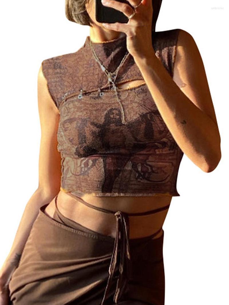 Women's Tanks Tyolakuen Women Y2k Summer Retro Slim Fit Crop Tops Sleeveless Round Neck Portrait Print Hollow Tank Streetwear, Brown
Women's Tanks Tyolakuen Women Y2k Summer Retro Slim Fit Crop Tops Sleeveless Round Neck Portrait Print Hollow Tank Streetwear, Brown