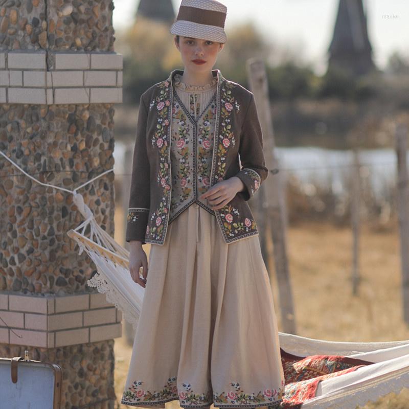 Women' Jackets Design Original Spring Autumn Women Royal Elegant Slim Short Jacket Vintage Flower Embroidery Knight Coats, Coffee 
Women' Jackets Design Original Spring Autumn Women Royal Elegant Slim Short Jacket Vintage Flower Embroidery Knight Coats, Coffee