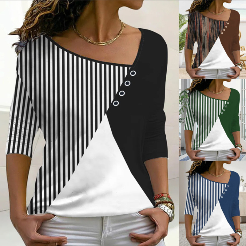 Women' T-Shirt Fall/Winter Women' V-Neck Color Block Stripe Print Loose Top T-Shirt V Neck Casual Fashion Long Sleeve Pullover Shirts 230203, Black white
Women' T-Shirt Fall/Winter Women' V-Neck Color Block Stripe Print Loose Top T-Shirt V Neck Casual Fashion Long Sleeve Pullover Shirts 230203, Black white