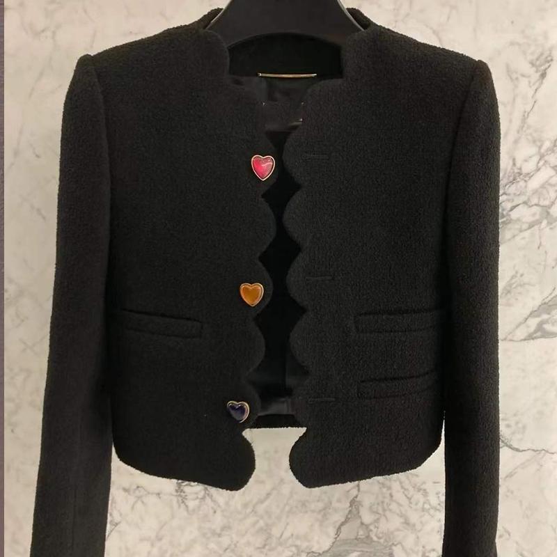 Women' Jackets 2023 Spring Autumn Colour Heart Buckle Tweed Short Coat Runway Women O Neck Single Breasted Black Woolen Jacket Outerwear, Navy blue
Women' Jackets 2023 Spring Autumn Colour Heart Buckle Tweed Short Coat Runway Women O Neck Single Breasted Black Woolen Jacket Outerwear, Navy blue