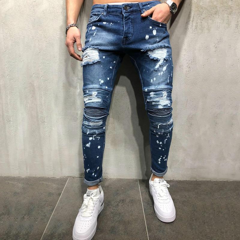 Men' Jeans Men Hip Hop Ripped Splashing Ink Skinny Biker Knee Pleated Distressed Motorcycle Streetwear Joggers Denim TrousersMen, B102 blue
Men' Jeans Men Hip Hop Ripped Splashing Ink Skinny Biker Knee Pleated Distressed Motorcycle Streetwear Joggers Denim TrousersMen, B102 blue