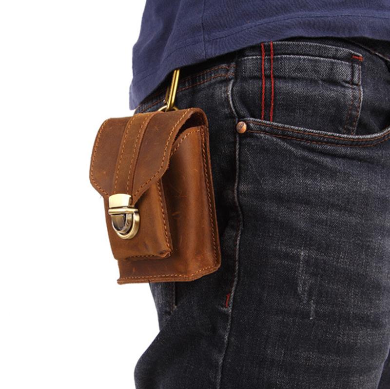 Waist Bags Artmi Men's Genuine Leather Business Casual Pockets Mini Hasp With Hoop Buckle, Brown 
Waist Bags Artmi Men's Genuine Leather Business Casual Pockets Mini Hasp With Hoop Buckle, Brown
