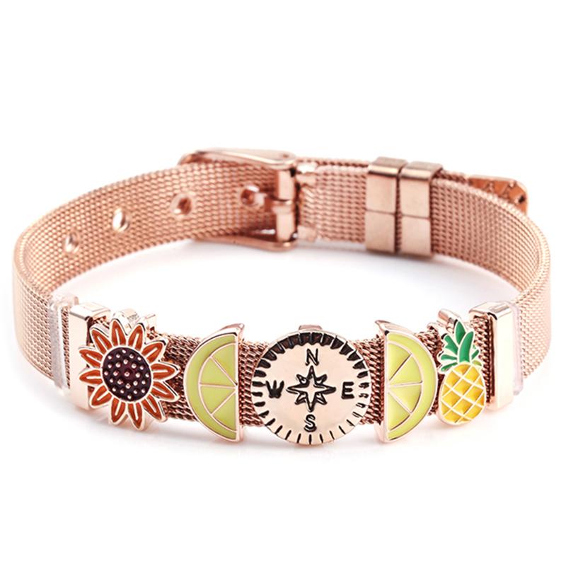 Link Bracelets High Quality Stainless Steel Mesh Bracelet Set With Lemon Pineapple Charm Brand Bangles For Woman Jewelry Gift Chain
Link Bracelets High Quality Stainless Steel Mesh Bracelet Set With Lemon Pineapple Charm Brand Bangles For Woman Jewelry Gift Chain