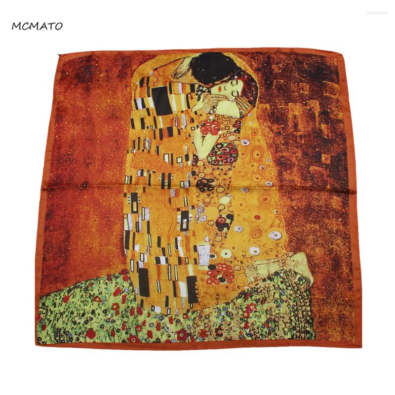 Scarves Krim's Oil Painting Kiss Silk Scarf Bandanna Women 55cm Square Head Neck Tie Band Professional Neckerchief
Scarves Krim's Oil Painting Kiss Silk Scarf Bandanna Women 55cm Square Head Neck Tie Band Professional Neckerchief