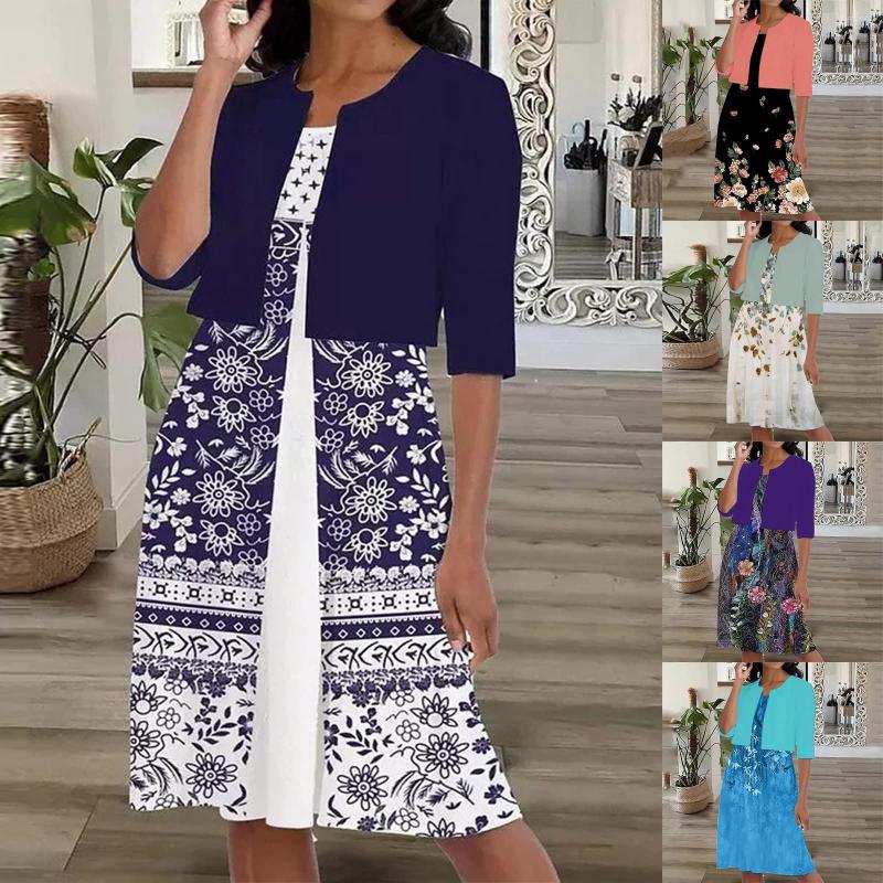 Casual Dresses Women' Fashion Print O-Neck Medium Long Length Two Piece Set Dress Vestido Feminino Elegant For Party, Green
Casual Dresses Women' Fashion Print O-Neck Medium Long Length Two Piece Set Dress Vestido Feminino Elegant For Party, Green