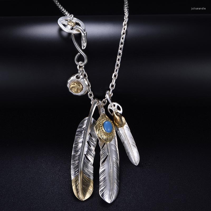 Pendant Necklaces Taijiao Chain Set Takahashi Goro Style Feather Necklace Women's Men's Sweater Pendants For Jewelry Man
