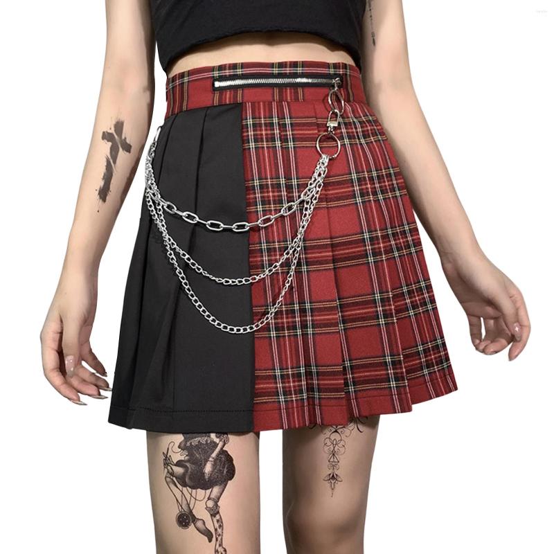 Skirts Women' Mini Pleated Skirt High Waist Plaid Print Patchwork With Metal Chain 2023 Fashion, Multi
Skirts Women' Mini Pleated Skirt High Waist Plaid Print Patchwork With Metal Chain 2023 Fashion, Multi