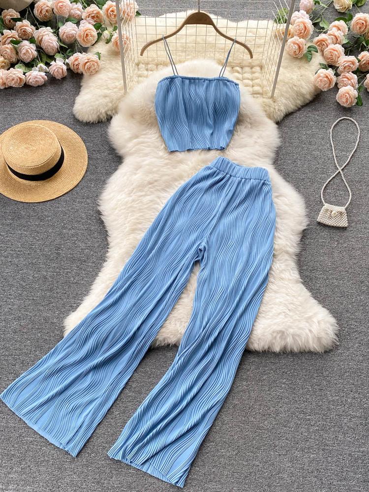 Women's Two Piece Pants Women Summer Fashion Set Spaghetti Strap Short Tops & High Waist Long Suits, Yellow
Women's Two Piece Pants Women Summer Fashion Set Spaghetti Strap Short Tops & High Waist Long Suits, Yellow