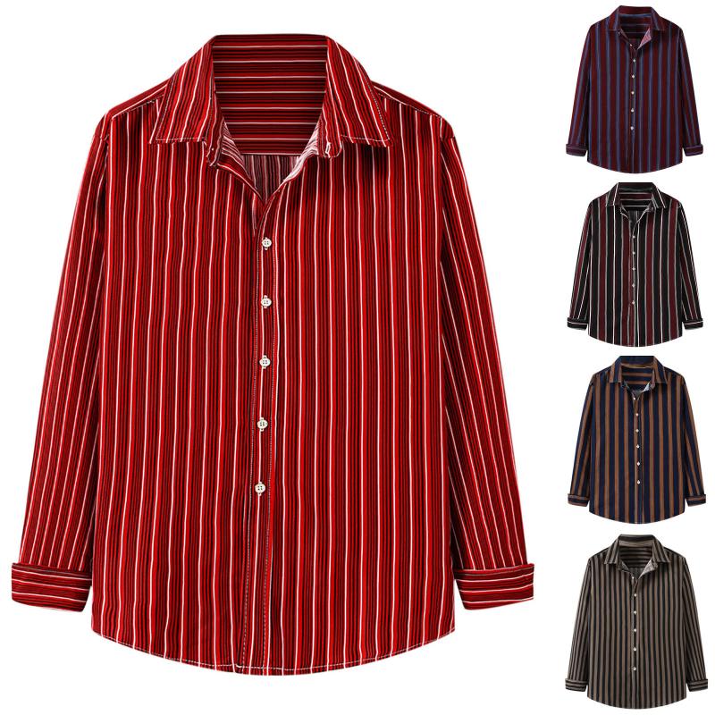 Men's Casual Shirts Striped Shirt Button Lapel Top Fashion Printing Cardigan Long-sleeved Business Camisas De Hombre, Red
Men's Casual Shirts Striped Shirt Button Lapel Top Fashion Printing Cardigan Long-sleeved Business Camisas De Hombre, Red