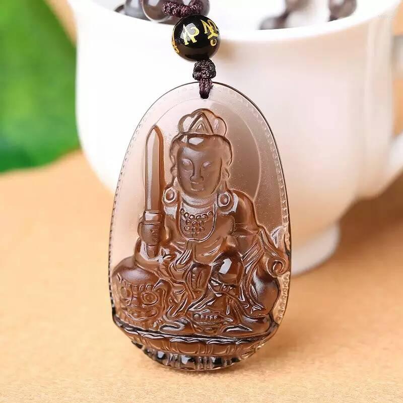 Pendant Necklaces Natural Kinds Of Obsidian Wenshu Bodhisattva Necklace With Rope Wholesale
Pendant Necklaces Natural Kinds Of Obsidian Wenshu Bodhisattva Necklace With Rope Wholesale