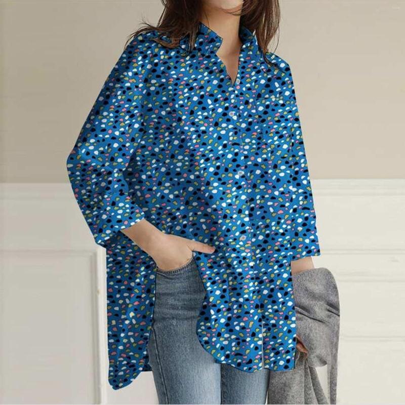 Women's Blouses Ladies Summer Stand Collar Loose Button Up Women's Polka Dot Print Shirt Casual Top Vintage Shirts For Women Womens Fall, Blue
Women's Blouses Ladies Summer Stand Collar Loose Button Up Women's Polka Dot Print Shirt Casual Top Vintage Shirts For Women Womens Fall, Blue