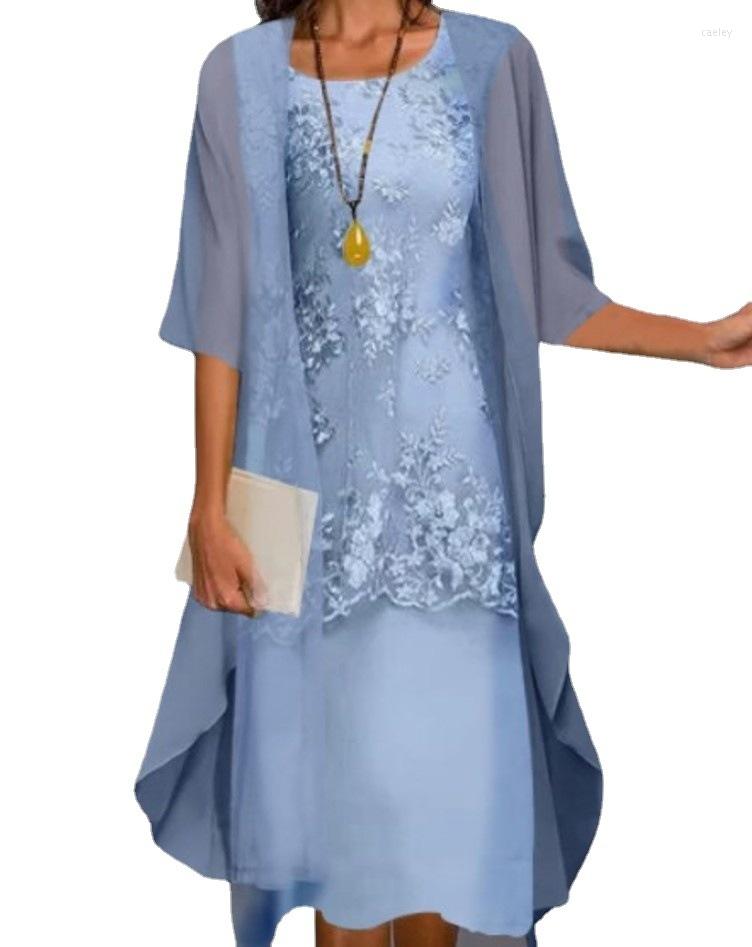Casual Dresses Spring And Autumn Fashion Elegant Lace Chiffon Dress Two-piece Set, Blue
Casual Dresses Spring And Autumn Fashion Elegant Lace Chiffon Dress Two-piece Set, Blue