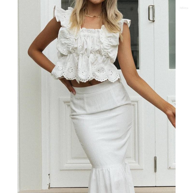 Skirts Women Solid Color Fishtail Skirt Slim Fit Ruffle Hem High Waist For Summer White
Skirts Women Solid Color Fishtail Skirt Slim Fit Ruffle Hem High Waist For Summer White