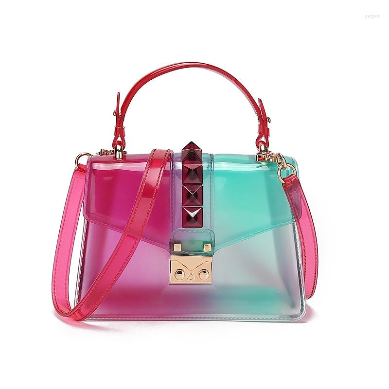 Evening Bags 2023 Designer Colorful Rainbow PVC Jelly Bag For Women Transparent PC Mini Messenger Phone Wallet Makeup Cute Shoulder
Evening Bags 2023 Designer Colorful Rainbow PVC Jelly Bag For Women Transparent PC Mini Messenger Phone Wallet Makeup Cute Shoulder