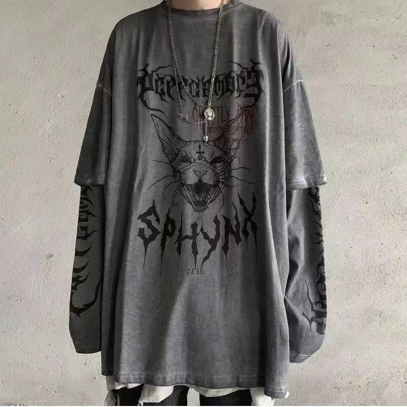 Men's T-Shirts Emo Men Gothic Korean Unisex Streetwear Japan Halloween T Shirt Tshirt Harajuku Tops Tees Long Sleeve Fairy Grunge Alt Clothes 230203, Gray
Men's T-Shirts Emo Men Gothic Korean Unisex Streetwear Japan Halloween T Shirt Tshirt Harajuku Tops Tees Long Sleeve Fairy Grunge Alt Clothes 230203, Gray